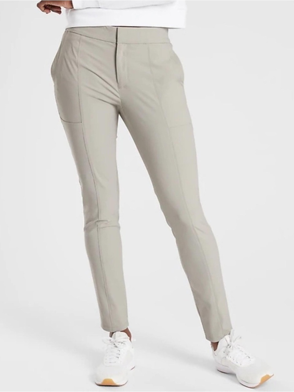 Athleta Sz 8 Wander Stash Skinny Pant Ankle Length Gray Cream Oatmeal